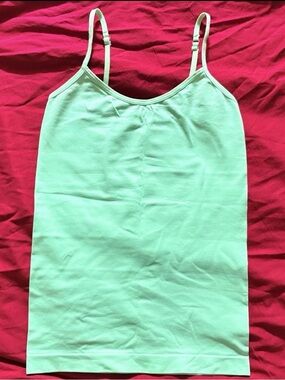 LEI Neon Green Cami Tank Top Sz Small/Med Nylon Blend Bright Y2K Stretchy Cute